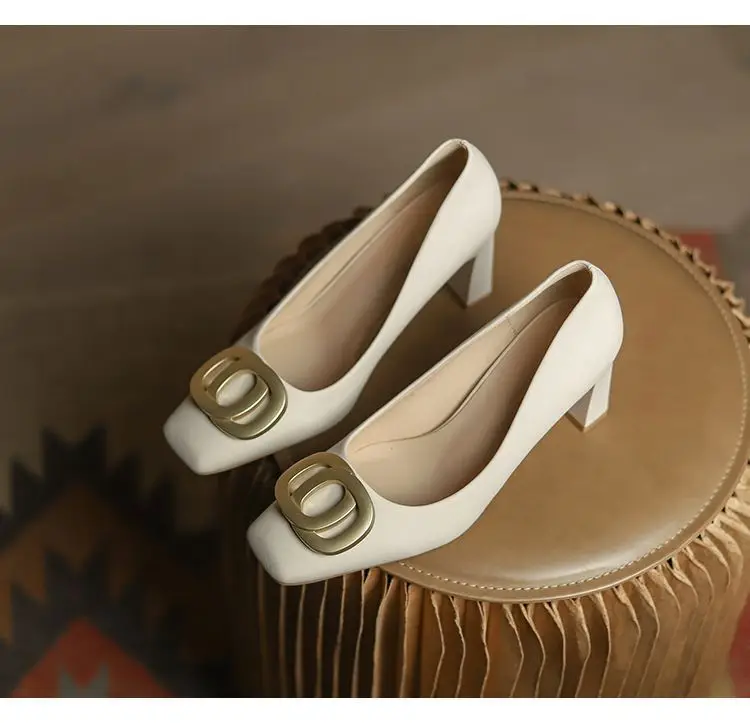 Square-Toe High-Heeled Shoes for Women with Chunky Heels, 2026 Spring/Summer New Style, Shallow Mouth, Niche Style, Elegant Office Work Shoes — feature 8