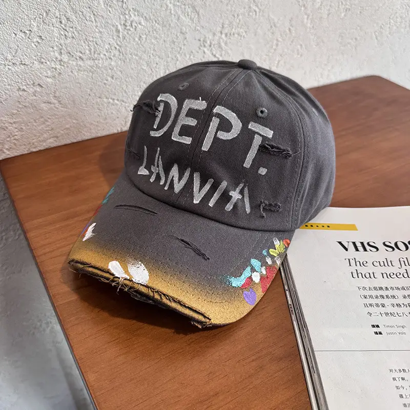 Black Embroidered Cap for Men Women Dept Lane