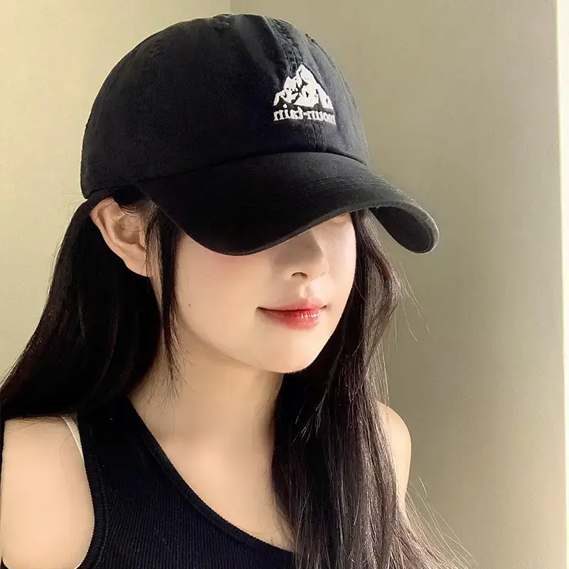 Women's Brown Mountain Embroidered Baseball Cap with Large Brim - Image 7