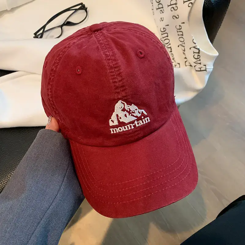 Women's Brown Mountain Embroidered Baseball Cap with Large Brim - Image 2