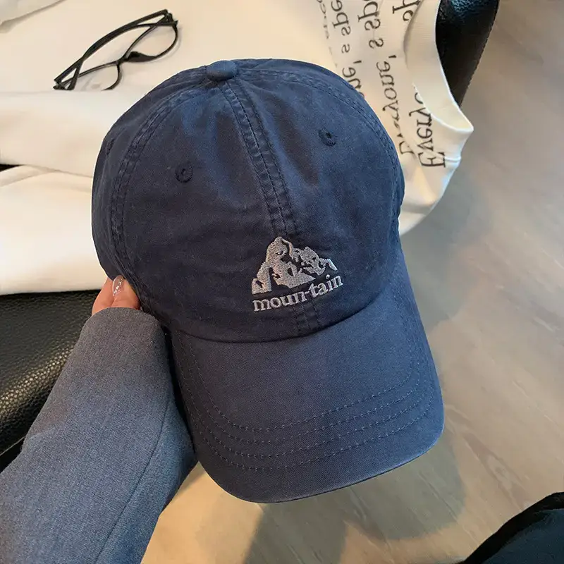 Women's Brown Mountain Embroidered Baseball Cap with Large Brim - Image 4