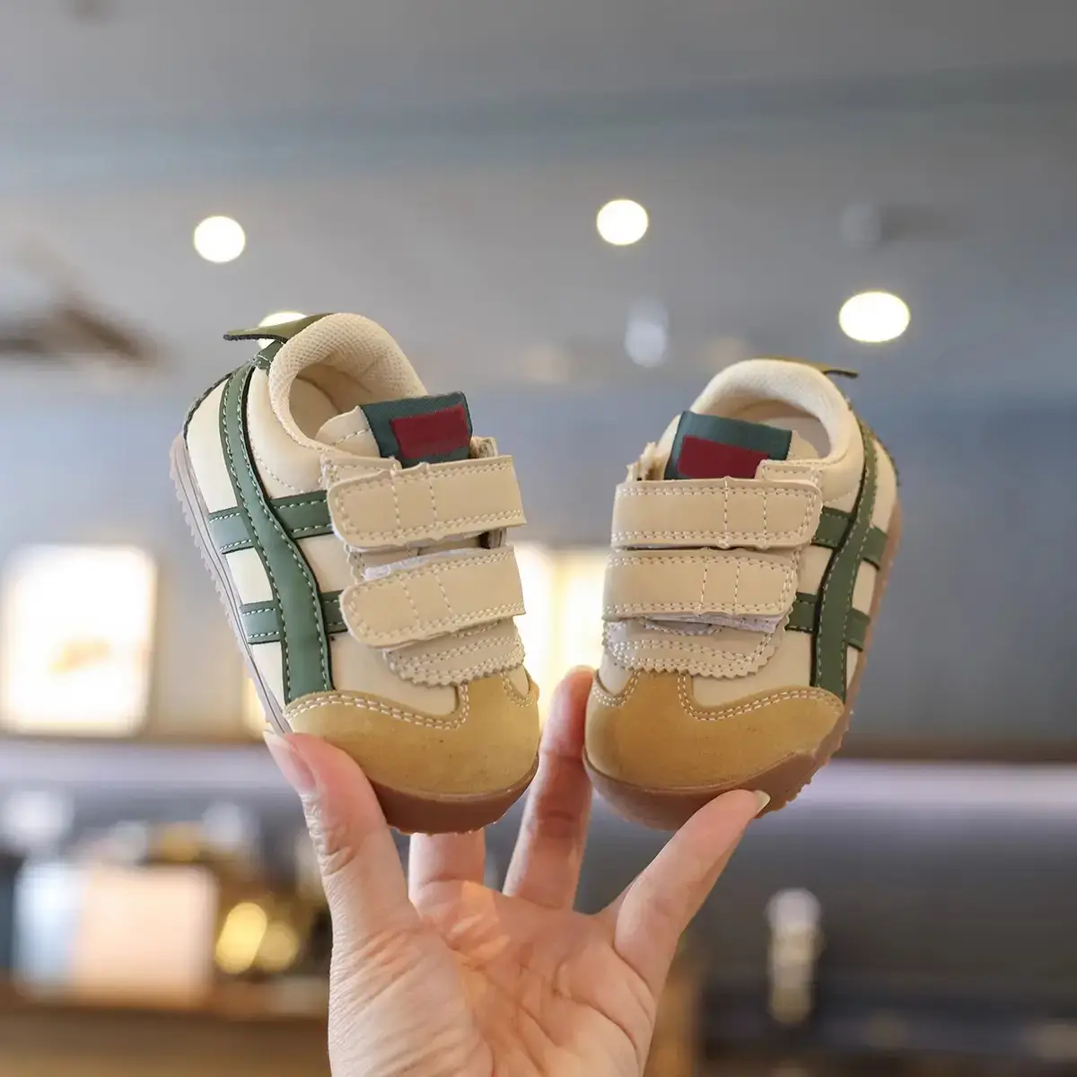 Baby Sneakers Soft Sole Green Beige Spring Autumn — feature 22