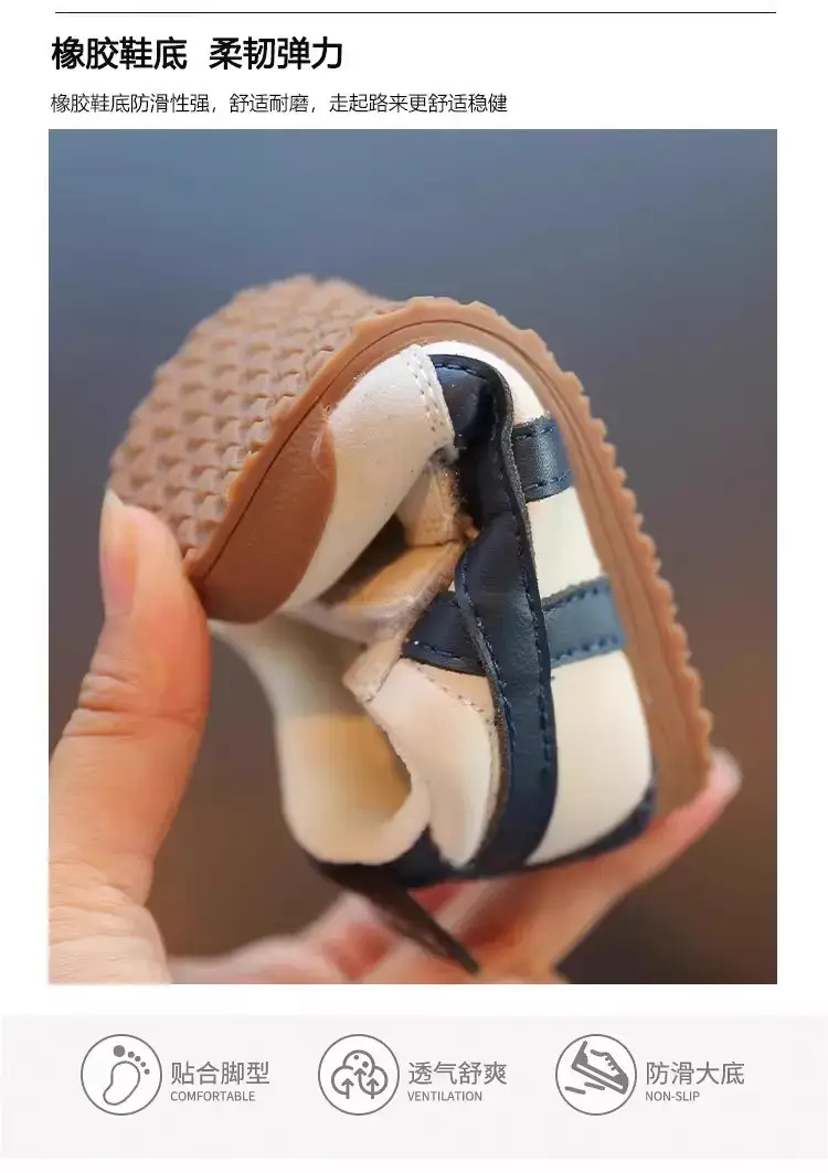 Baby Sneakers Soft Sole Green Beige Spring Autumn — feature 5