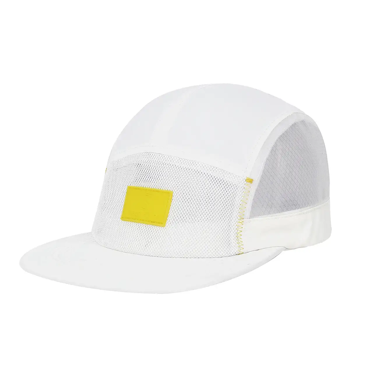 Men's White Mesh Cap with Yellow Label - Image 4