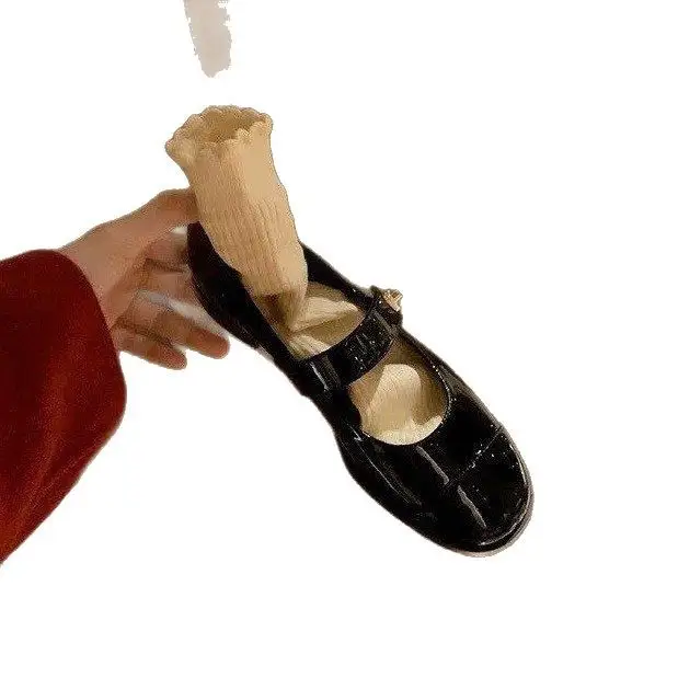 Small Fragrant Style Thick Heel Mary Jane Shoes Women's British Style Black Thick Heel Small Leather Shoes All-match Lefu Shoes - Image 7