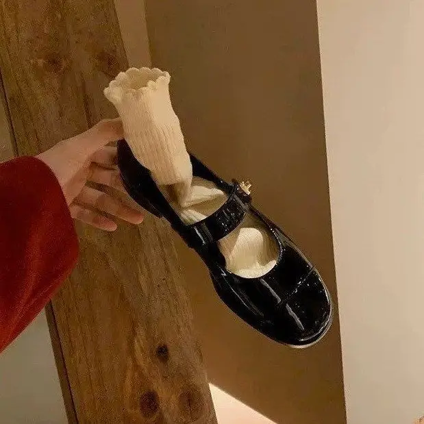 Small Fragrant Style Thick Heel Mary Jane Shoes Women's British Style Black Thick Heel Small Leather Shoes All-match Lefu Shoes — feature 1