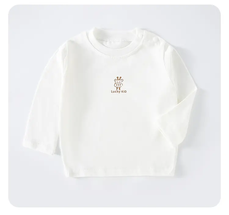Children's White Cotton Long Sleeve T-Shirt with D Logo — feature 11