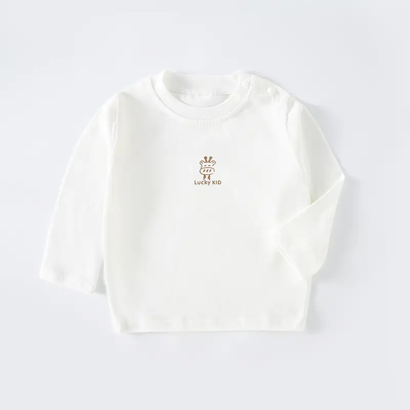 Children's White Cotton Long Sleeve T-Shirt with D Logo - Image 2