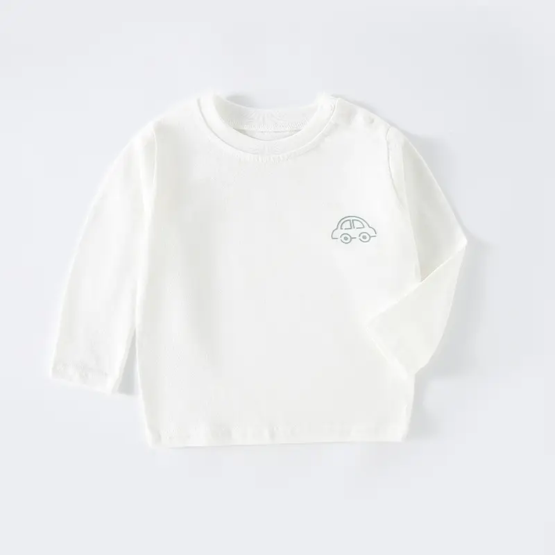 Children's White Cotton Long Sleeve T-Shirt with D Logo - Image 3