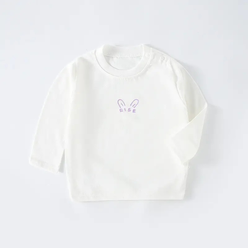 Children's White Cotton Long Sleeve T-Shirt with D Logo - Image 4
