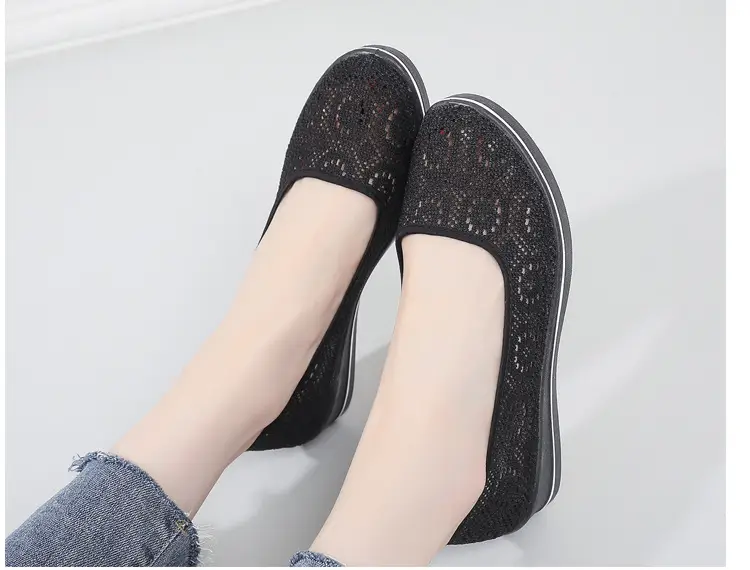 One word hospital nurse shoes spring white wedge heel soft bottom beef tendon bottom flat bottom breathable non-slip work shoes wholesale — feature 19