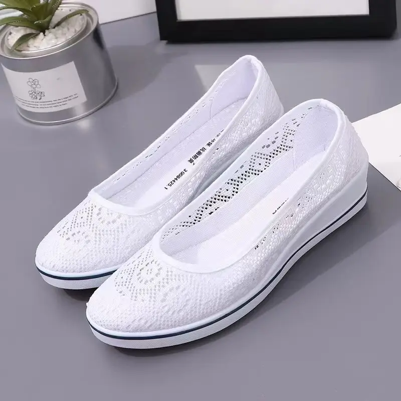 One word hospital nurse shoes spring white wedge heel soft bottom beef tendon bottom flat bottom breathable non-slip work shoes wholesale — feature 23