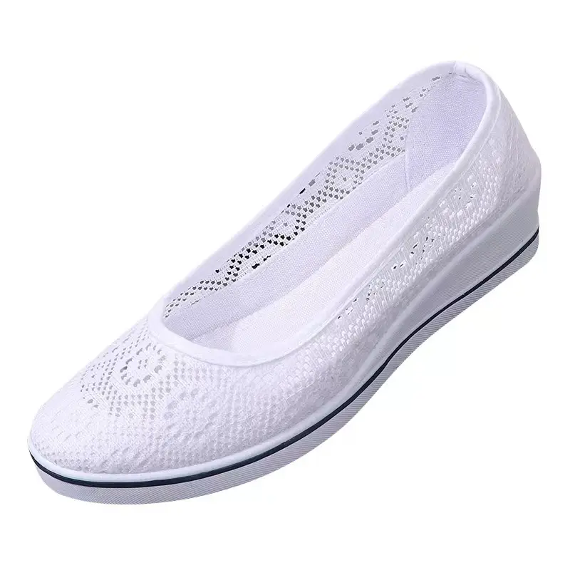 One word hospital nurse shoes spring white wedge heel soft bottom beef tendon bottom flat bottom breathable non-slip work shoes wholesale — feature 24