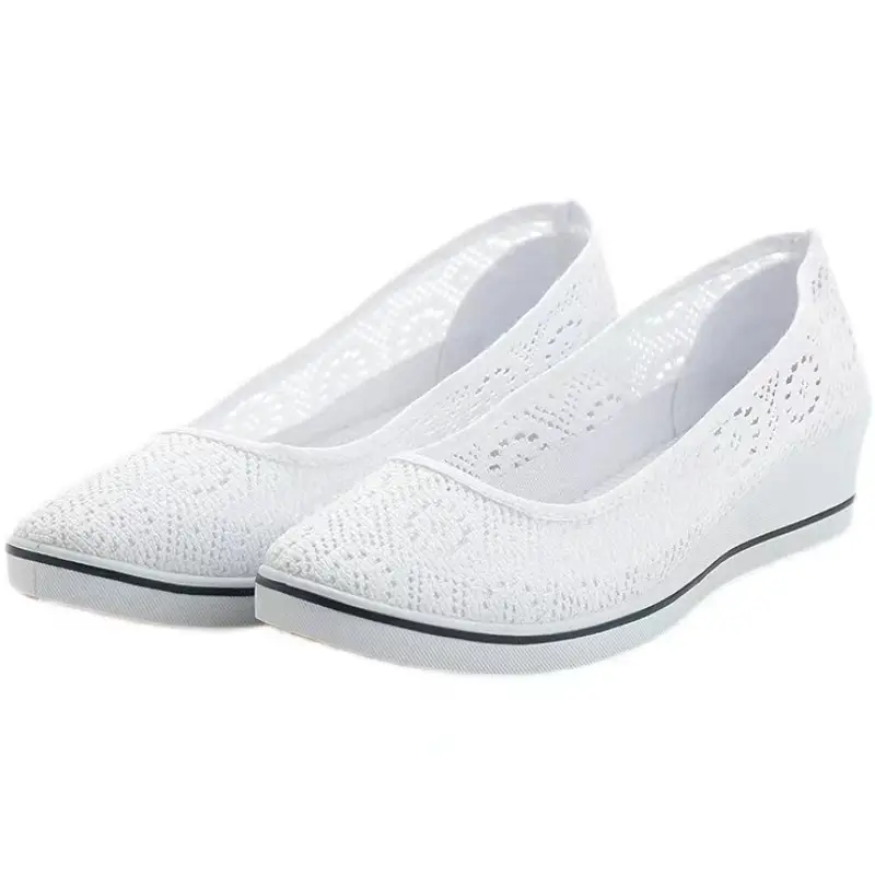 One word hospital nurse shoes spring white wedge heel soft bottom beef tendon bottom flat bottom breathable non-slip work shoes wholesale — feature 25