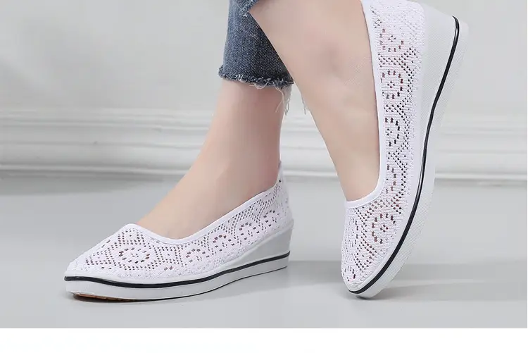 One word hospital nurse shoes spring white wedge heel soft bottom beef tendon bottom flat bottom breathable non-slip work shoes wholesale — feature 8
