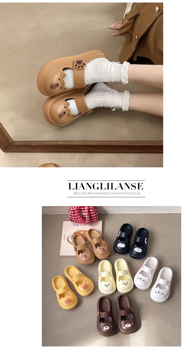 Nambo Wan Mary Jane Sandals and Slippers Women's Summer New Style Outer Wear Cat Thick Sole Slip-on Slip-on Slip-on Slip-on Toe Sandals and Slippers — feature 14