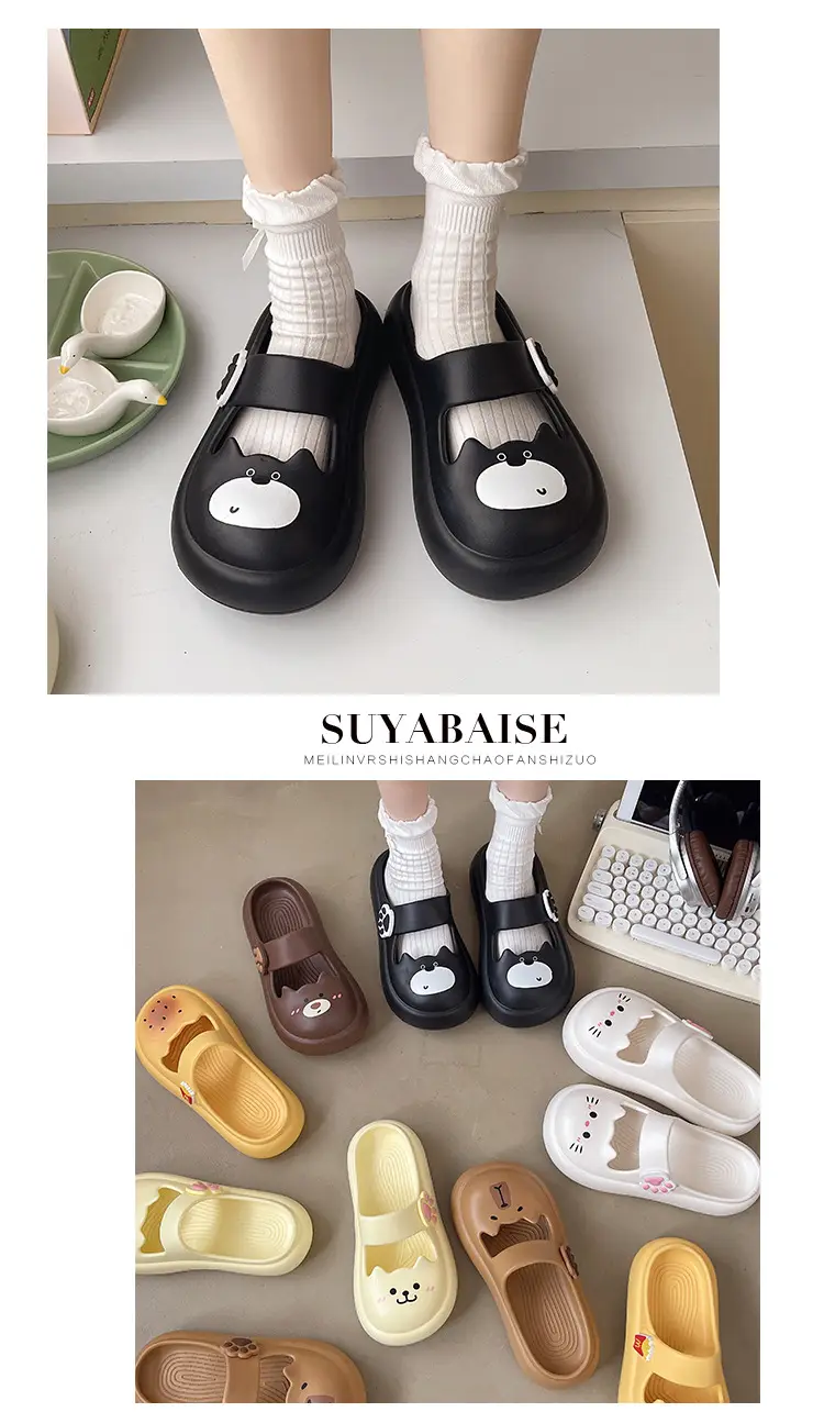 Nambo Wan Mary Jane Sandals and Slippers Women's Summer New Style Outer Wear Cat Thick Sole Slip-on Slip-on Slip-on Slip-on Toe Sandals and Slippers — feature 5