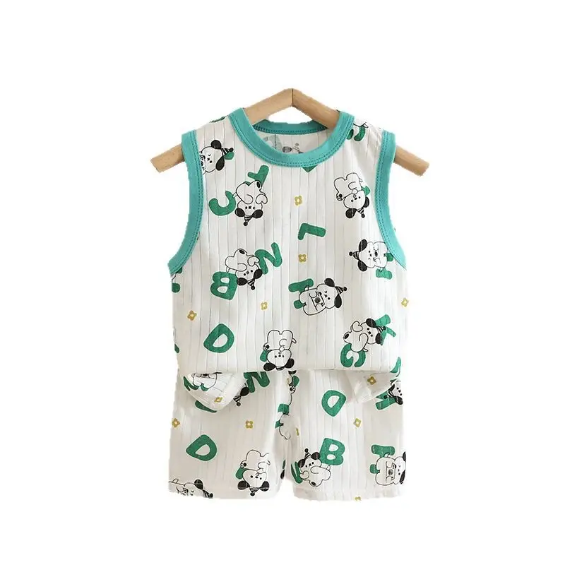 2025 Summer Cotton Vest Shorts Suit for Boys Girls - Image 12