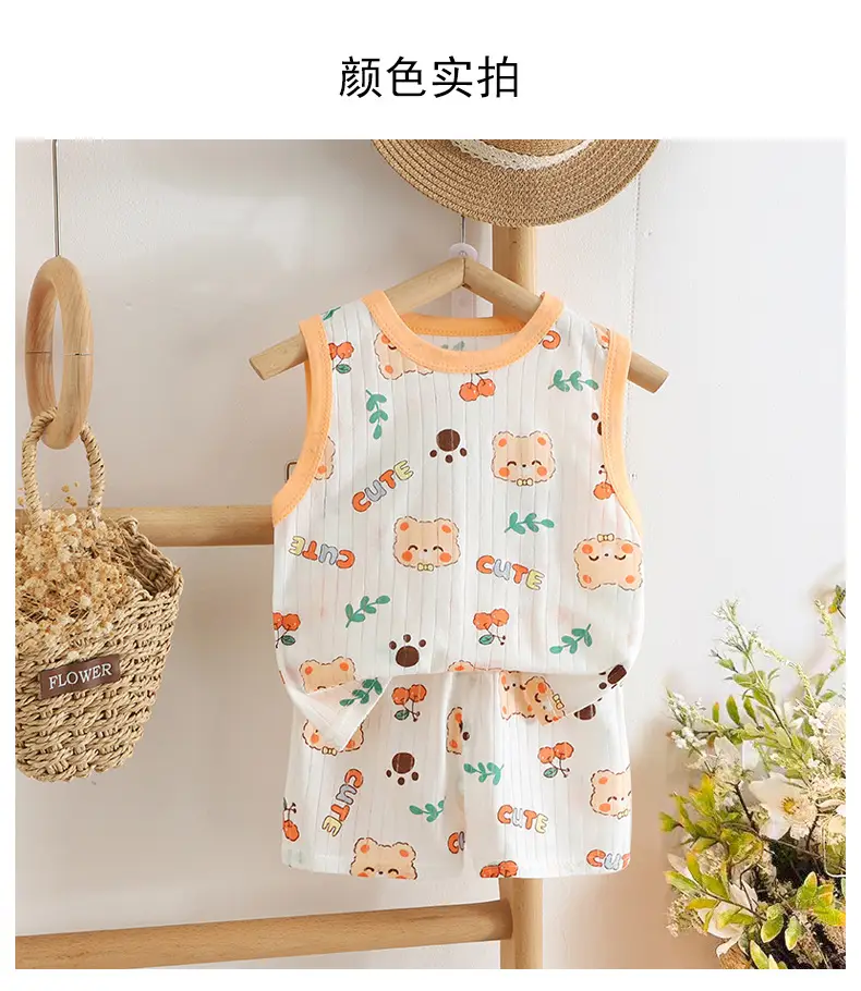 2025 Summer Cotton Vest Shorts Suit for Boys Girls — feature 7