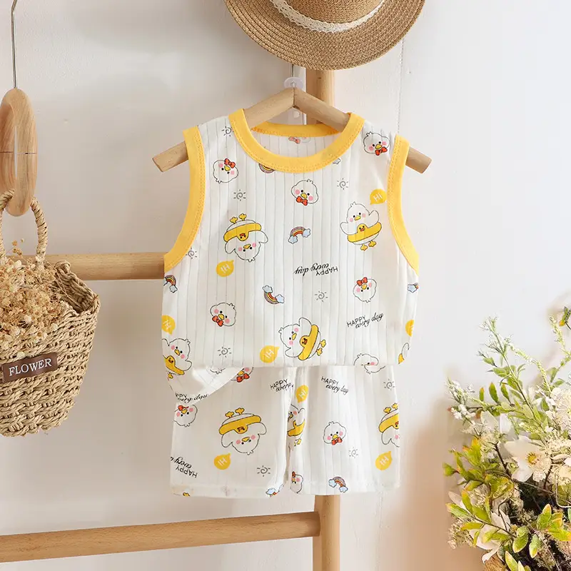 2025 Summer Cotton Vest Shorts Suit for Boys Girls - Image 3