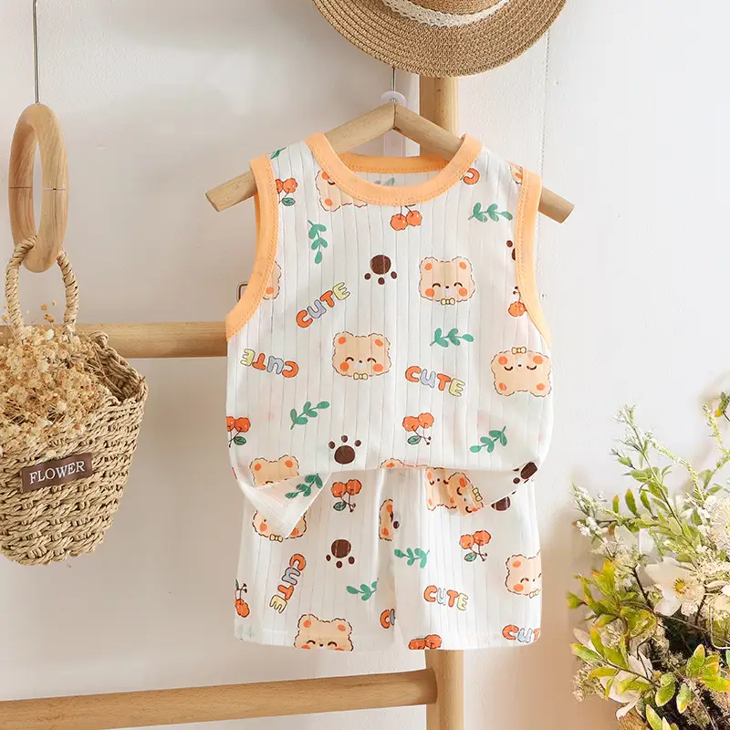 2025 Summer Cotton Vest Shorts Suit for Boys Girls - Image 4