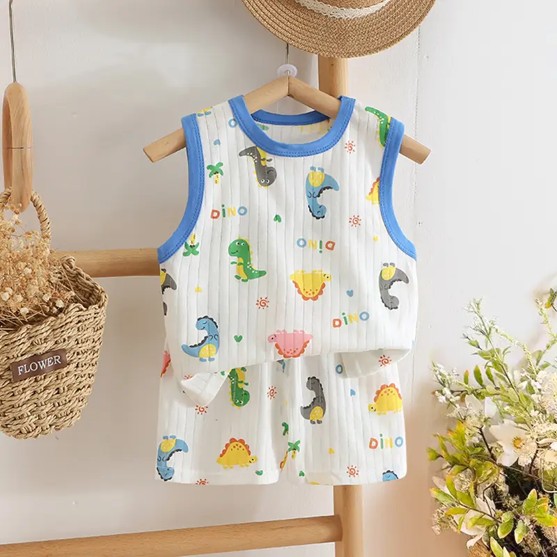 2025 Summer Cotton Vest Shorts Suit for Boys Girls - Image 5