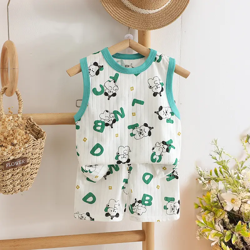 2025 Summer Cotton Vest Shorts Suit for Boys Girls - Image 6