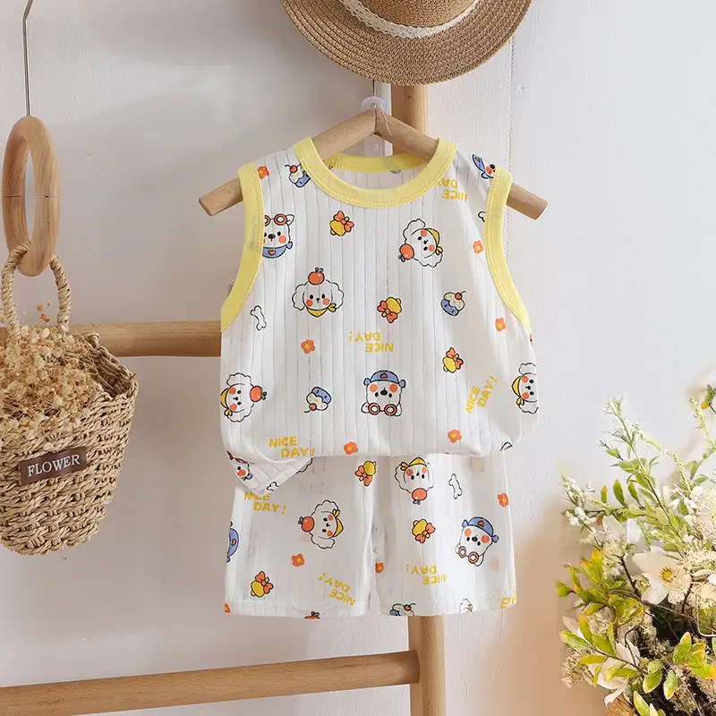 2025 Summer Cotton Vest Shorts Suit for Boys Girls - Image 7
