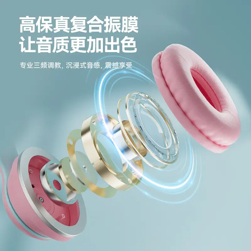 Cat Ear Bluetooth Headset with RGB Light & 10h Battery