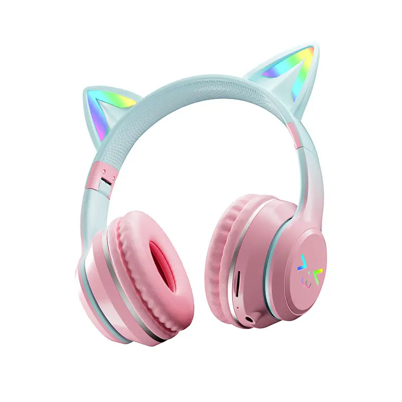 Cat Ear Bluetooth Headset with RGB Light & 10h Battery