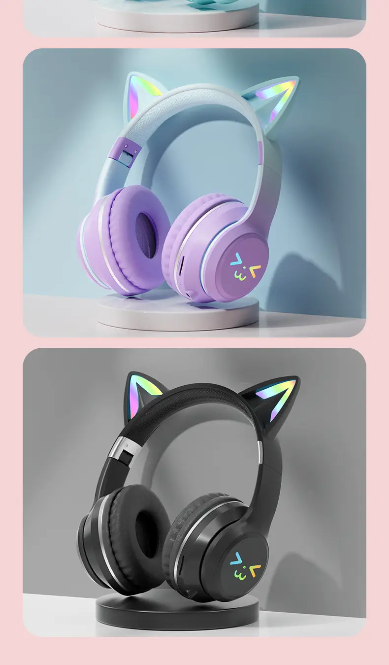 Cat Ear Bluetooth Headset with RGB Light & 10h Battery — feature 16