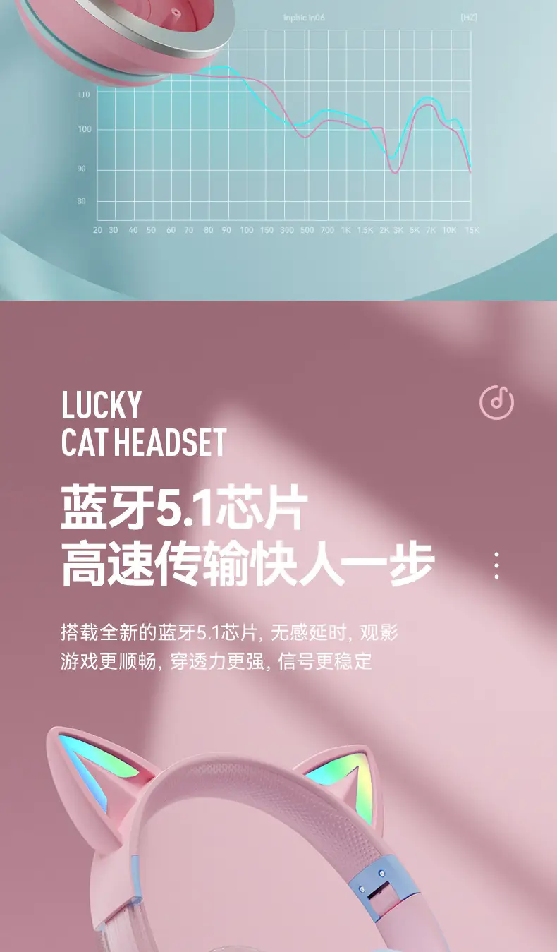 Cat Ear Bluetooth Headset with RGB Light & 10h Battery — feature 5