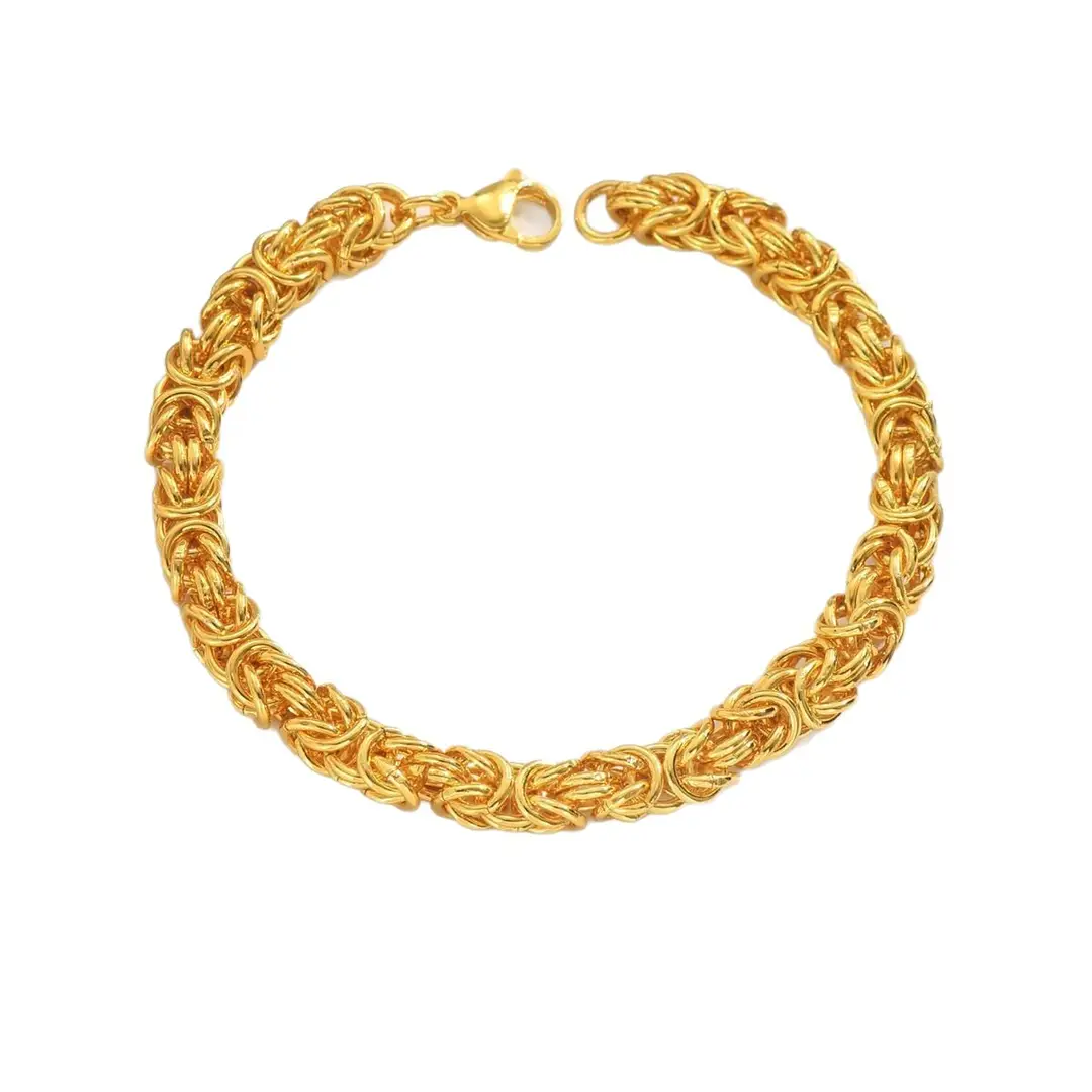Explosive European and American metal style hand-woven retro domineering men's and women's wide dragon bone chain interlocking personalized bracelet
