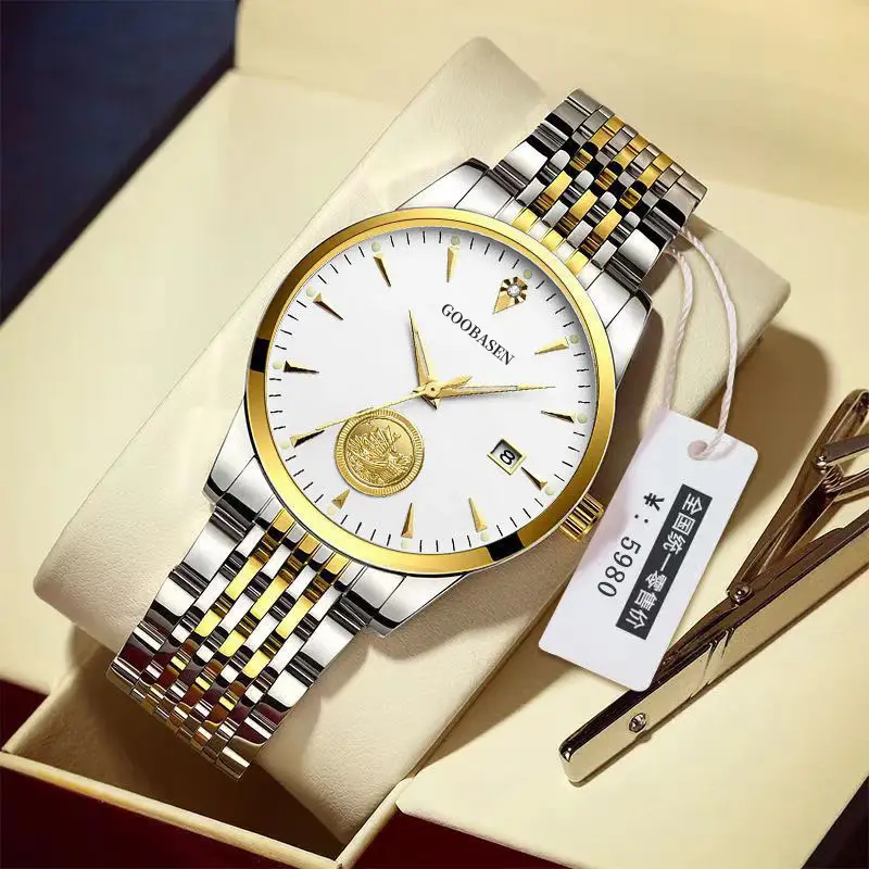 Gooibasea Men's Luminous Steel Watch with Green Dial — feature 2