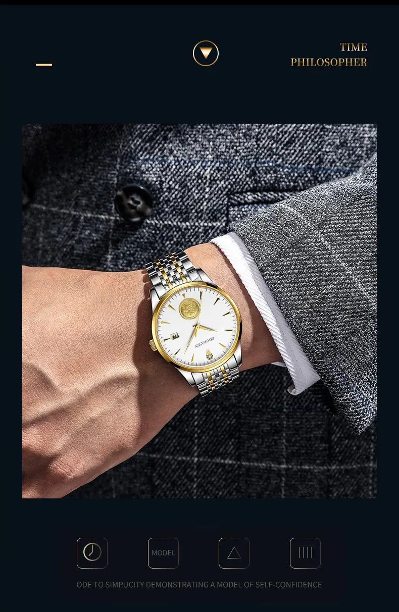 Gooibasea Men's Luminous Steel Watch with Green Dial — feature 7
