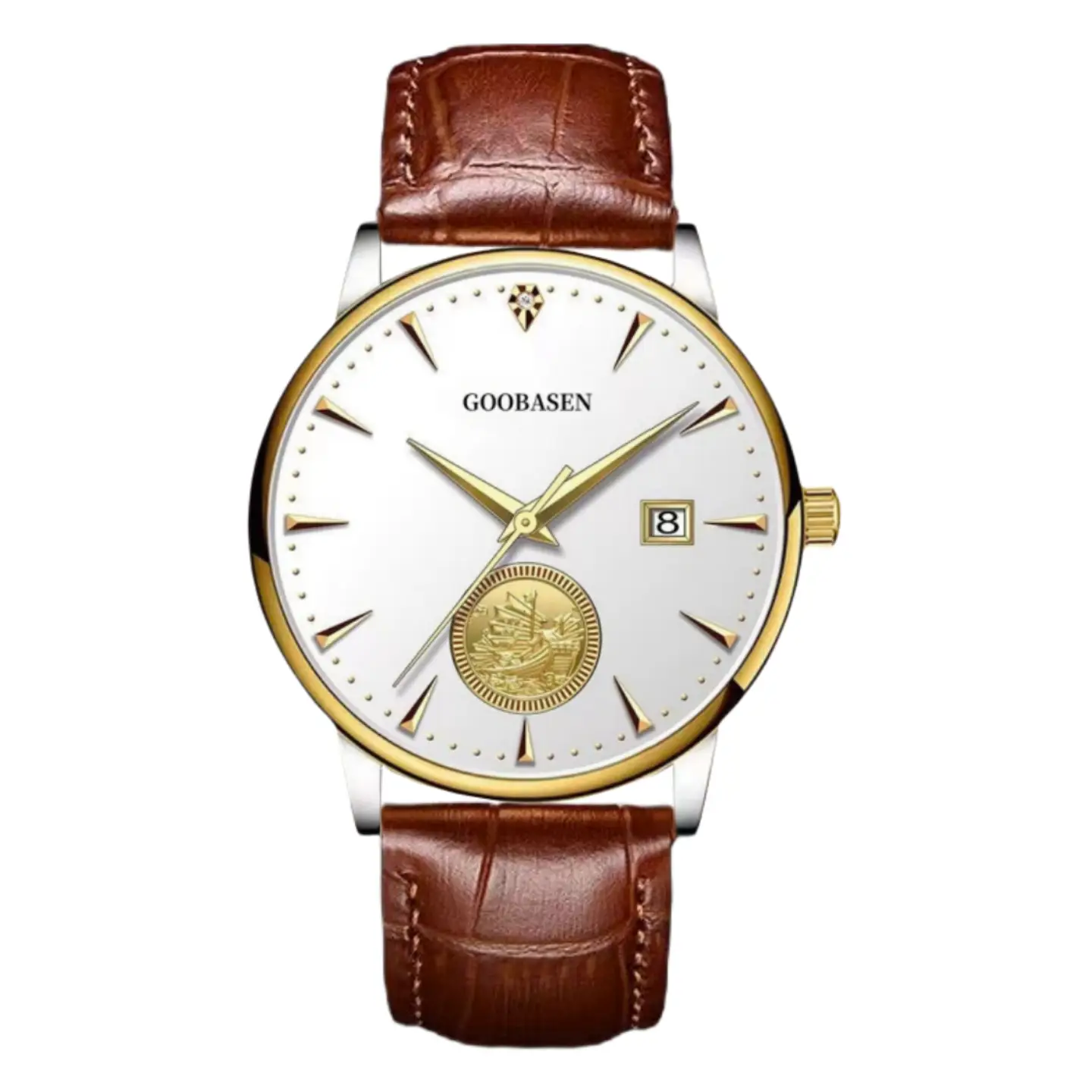 Gooibasea Men's Luminous Steel Watch with Green Dial - Image 2