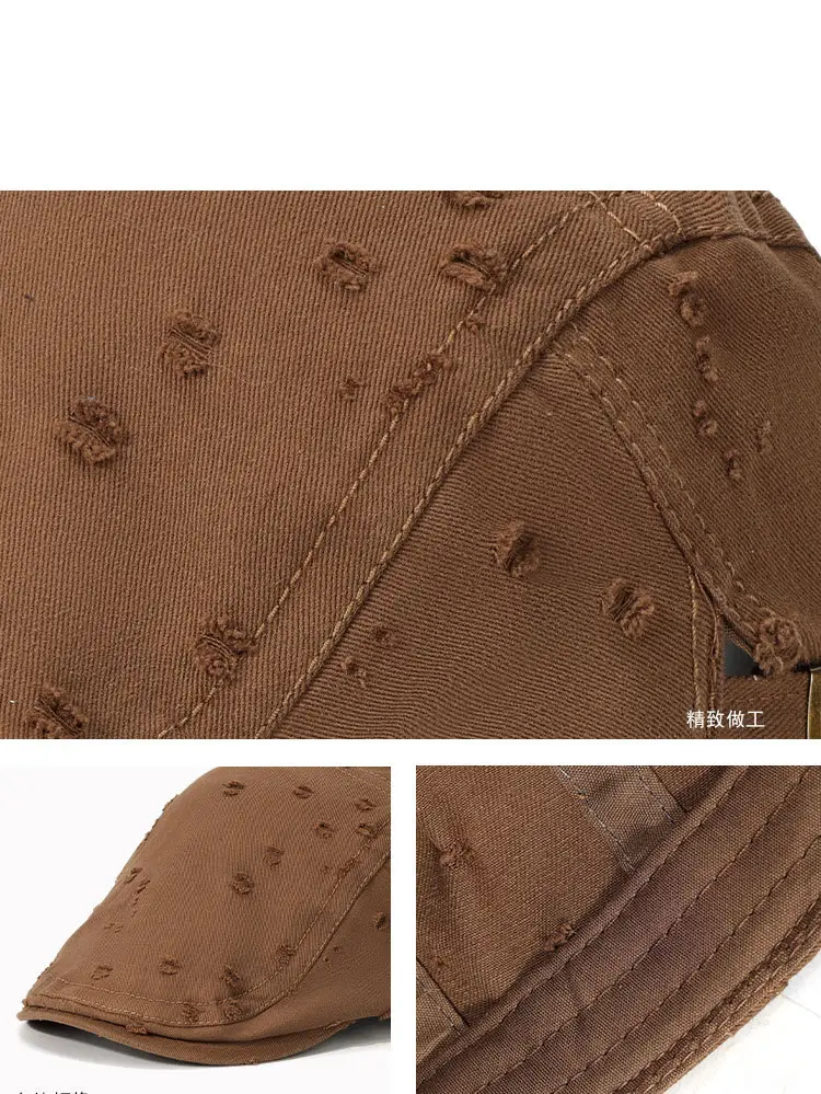 Black Sketching Beret Cap with Hole Forward Design — feature 10
