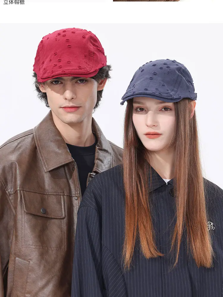 Black Sketching Beret Cap with Hole Forward Design — feature 11
