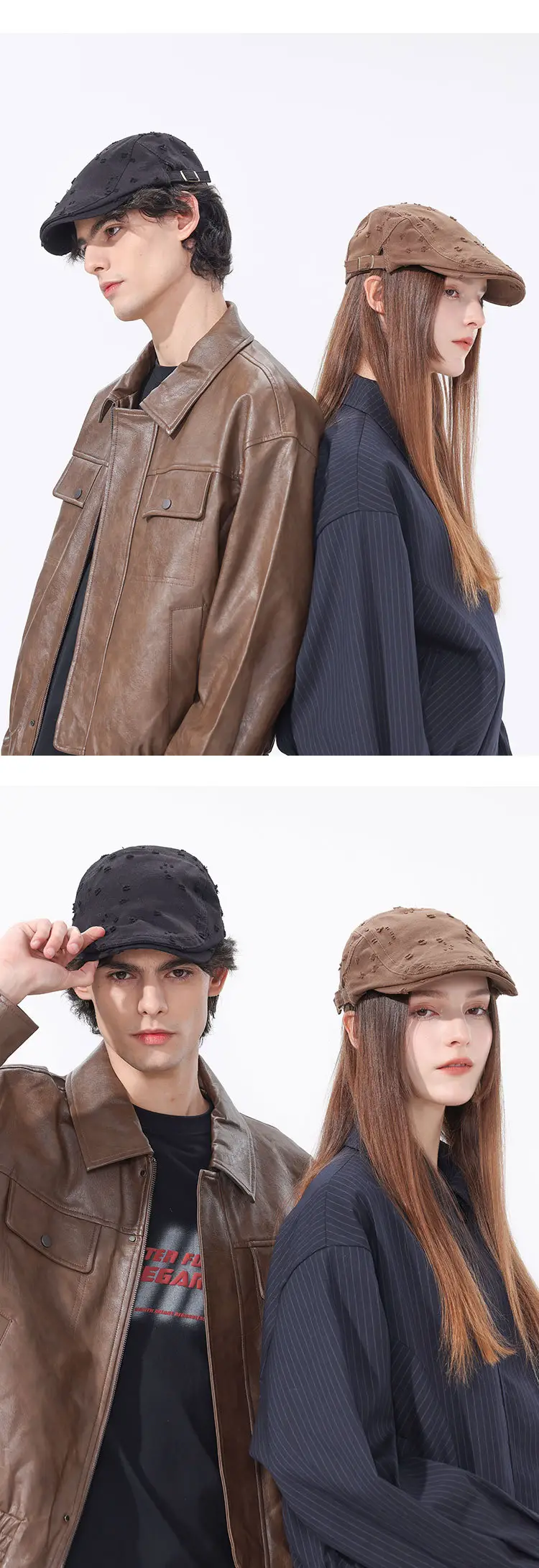 Black Sketching Beret Cap with Hole Forward Design — feature 13