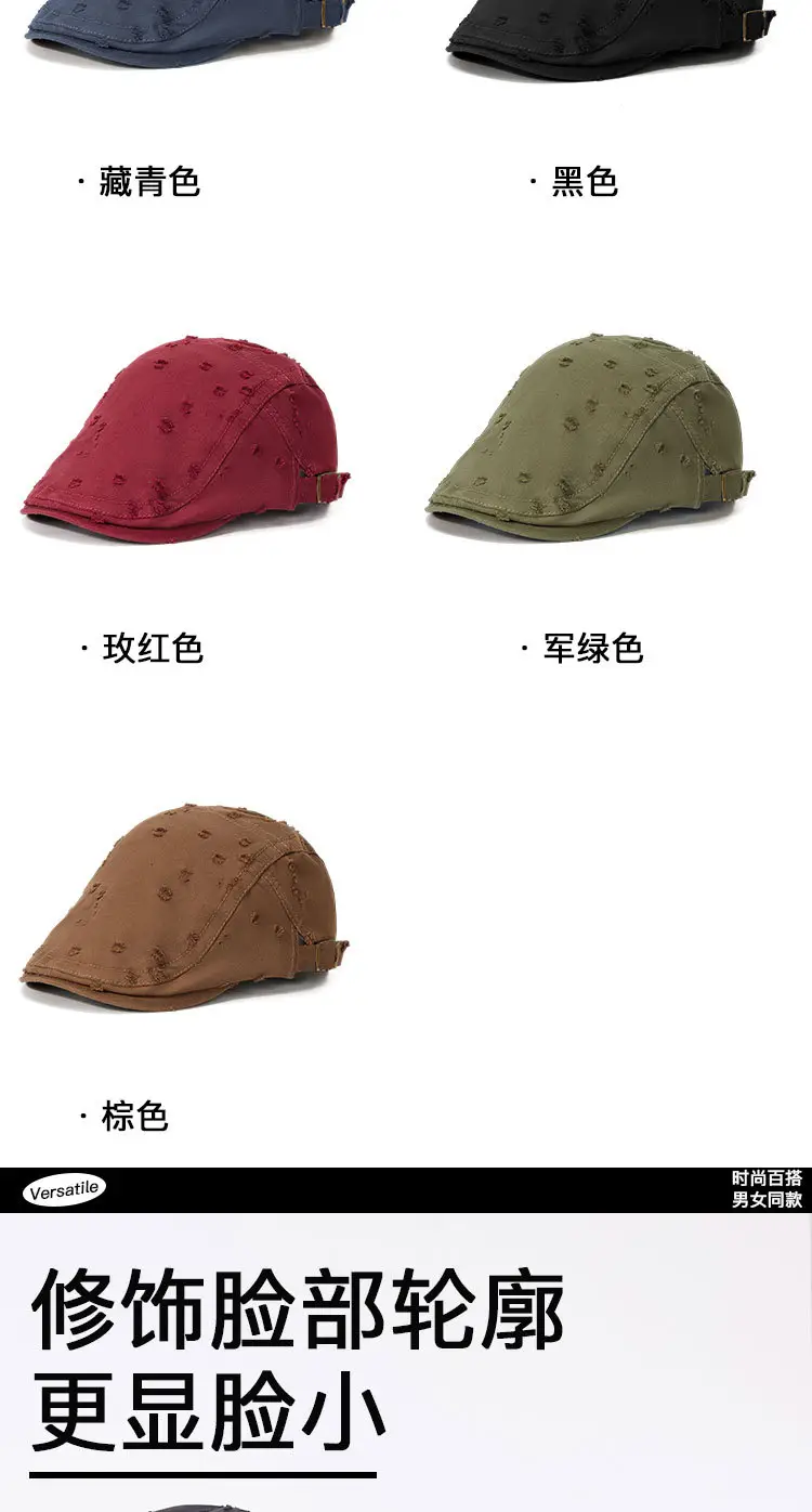 Black Sketching Beret Cap with Hole Forward Design — feature 3