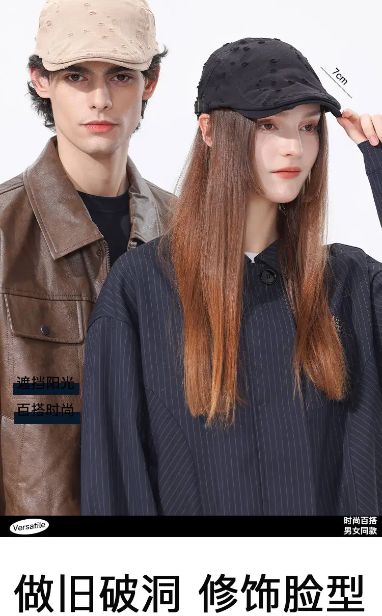 Black Sketching Beret Cap with Hole Forward Design — feature 7