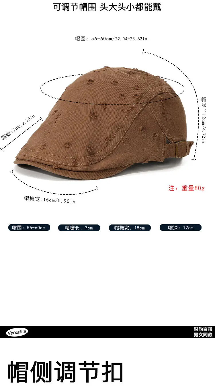 Black Sketching Beret Cap with Hole Forward Design — feature 8