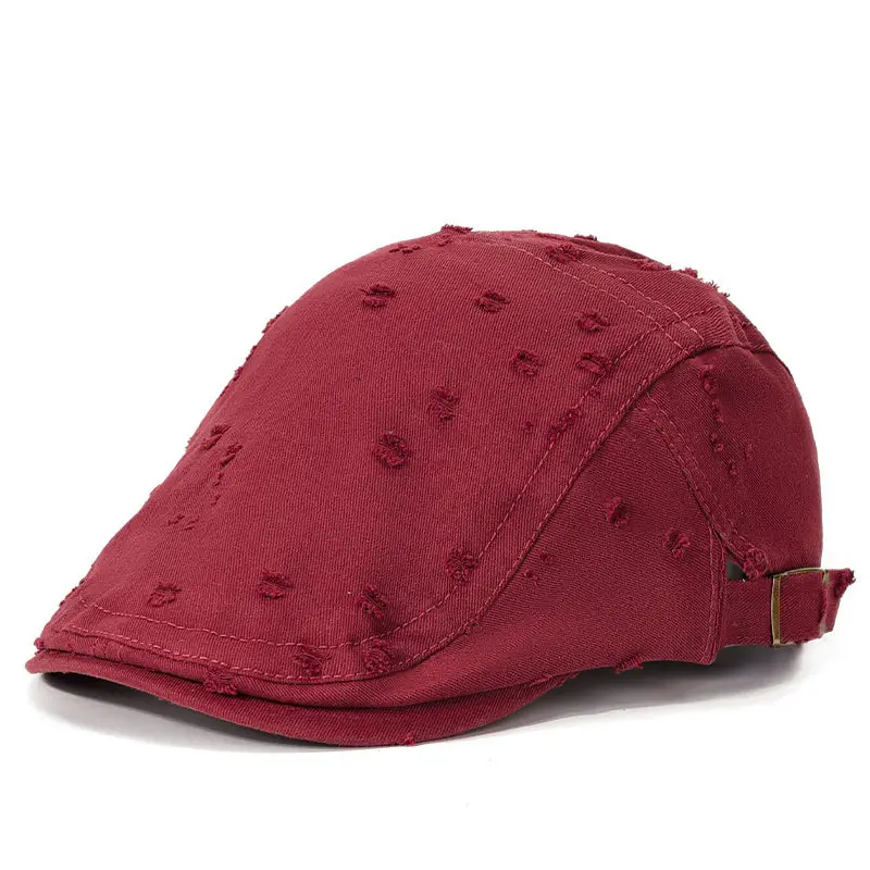 Black Sketching Beret Cap with Hole Forward Design - Image 5