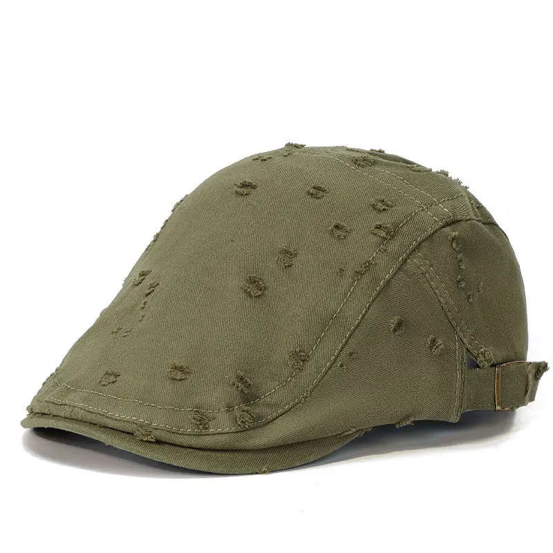 Black Sketching Beret Cap with Hole Forward Design - Image 6