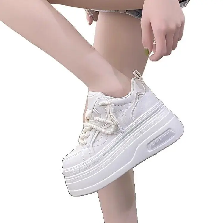 White Thick Platform Casual Women's Sneakers 2025 - Image 7