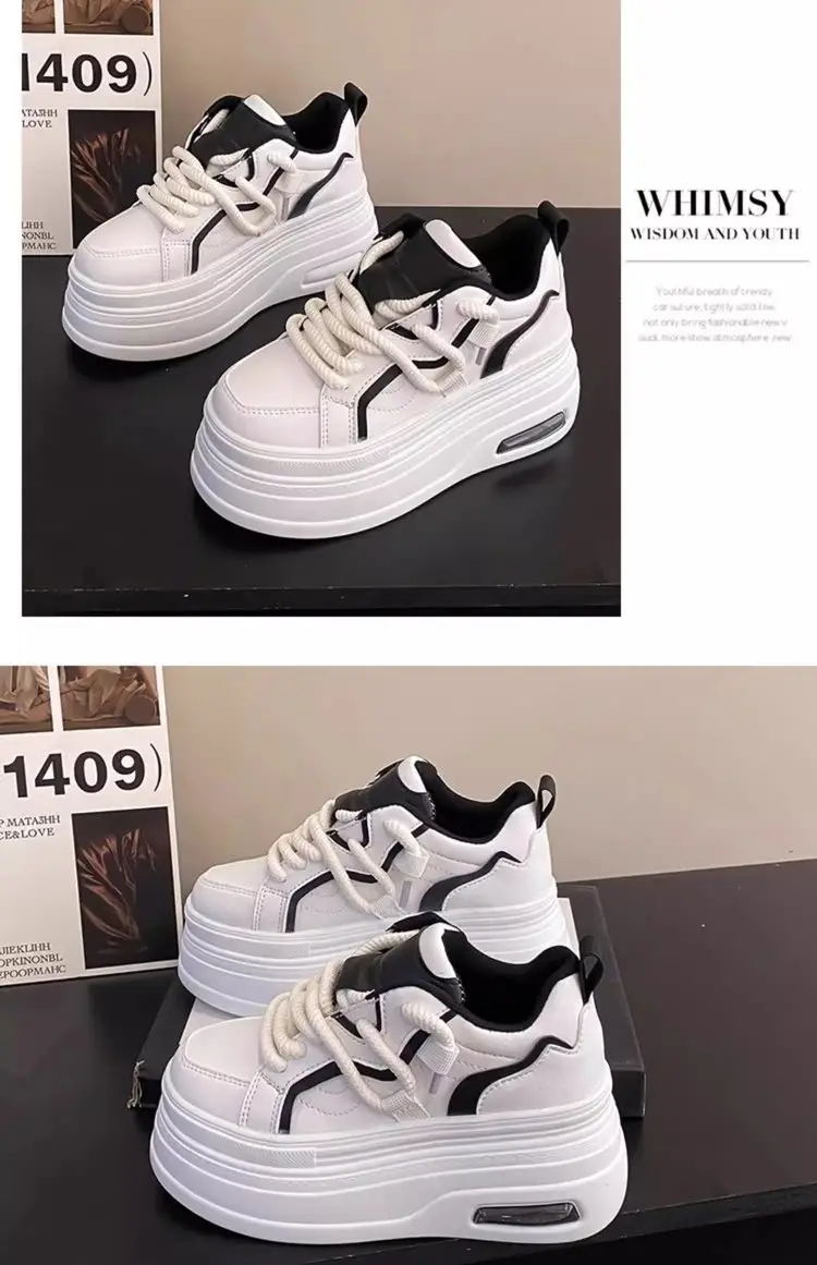 White Thick Platform Casual Women's Sneakers 2025 — feature 11