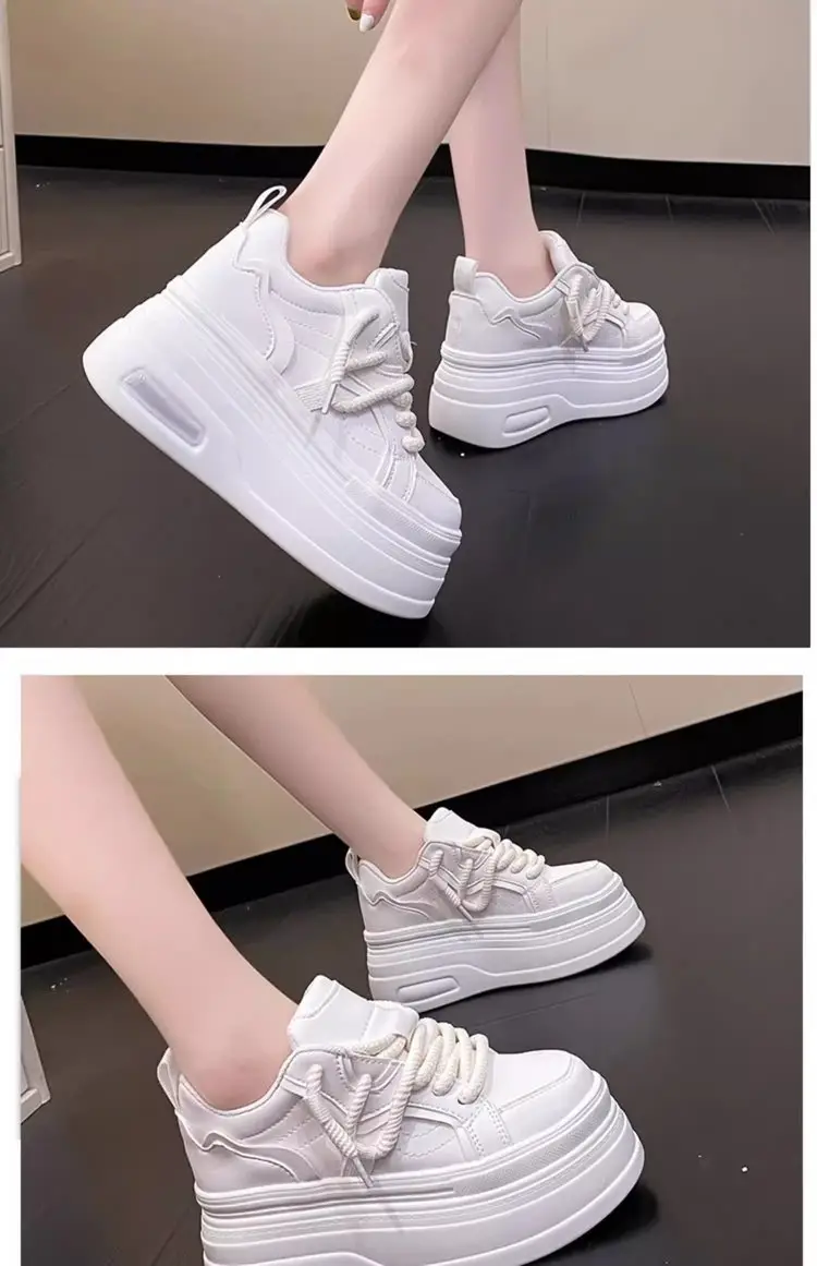 White Thick Platform Casual Women's Sneakers 2025 — feature 8