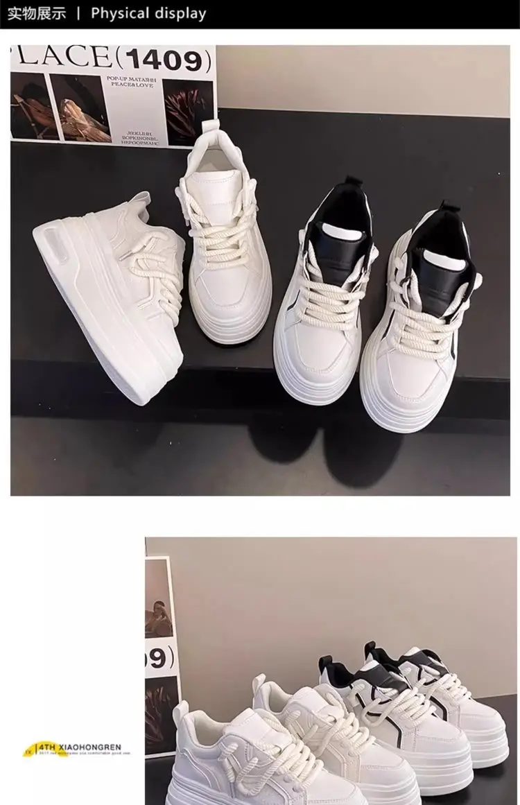 White Thick Platform Casual Women's Sneakers 2025 — feature 9