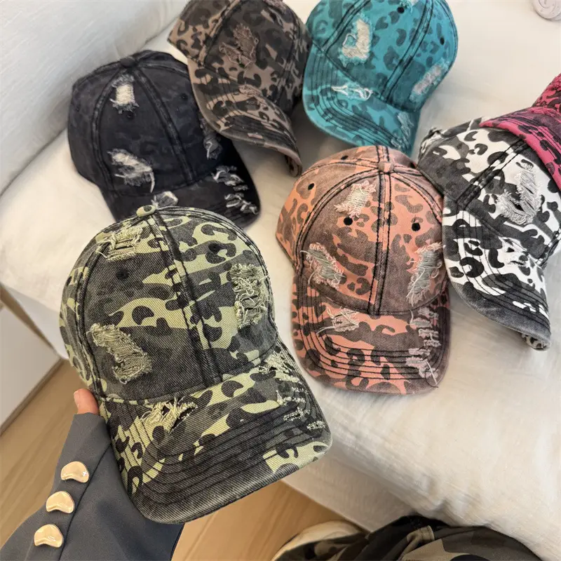 Leopard Print Baseball Cap Women Spring Summer Wide Brim Cap - Image 6