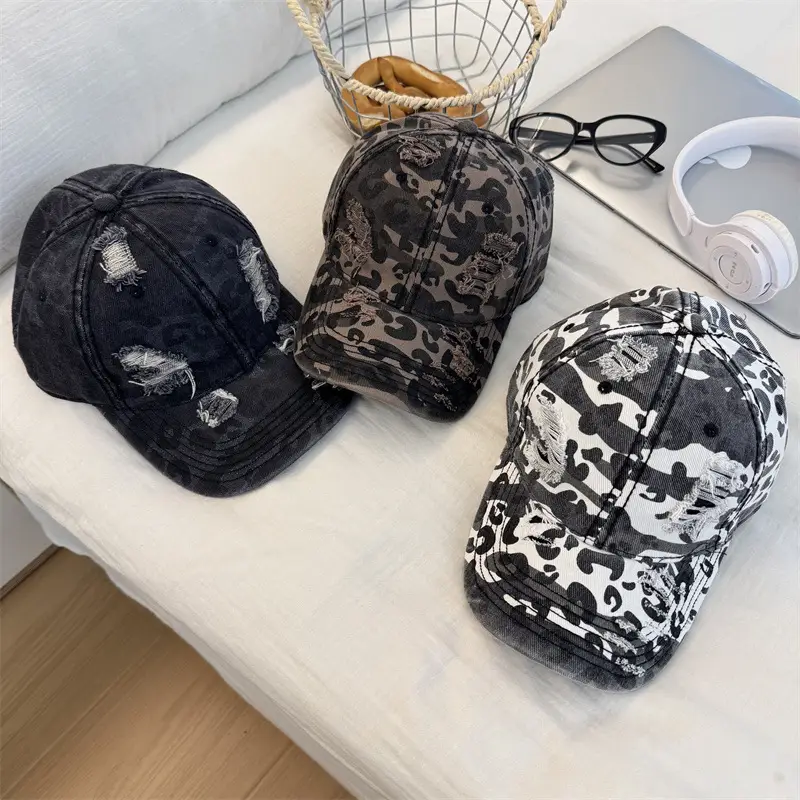 Leopard Print Baseball Cap Women Spring Summer Wide Brim Cap - Image 7